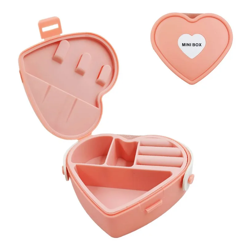 Porta Joias Coração C/ Alça 11cm em Plástico Interponte-Rosa Claro