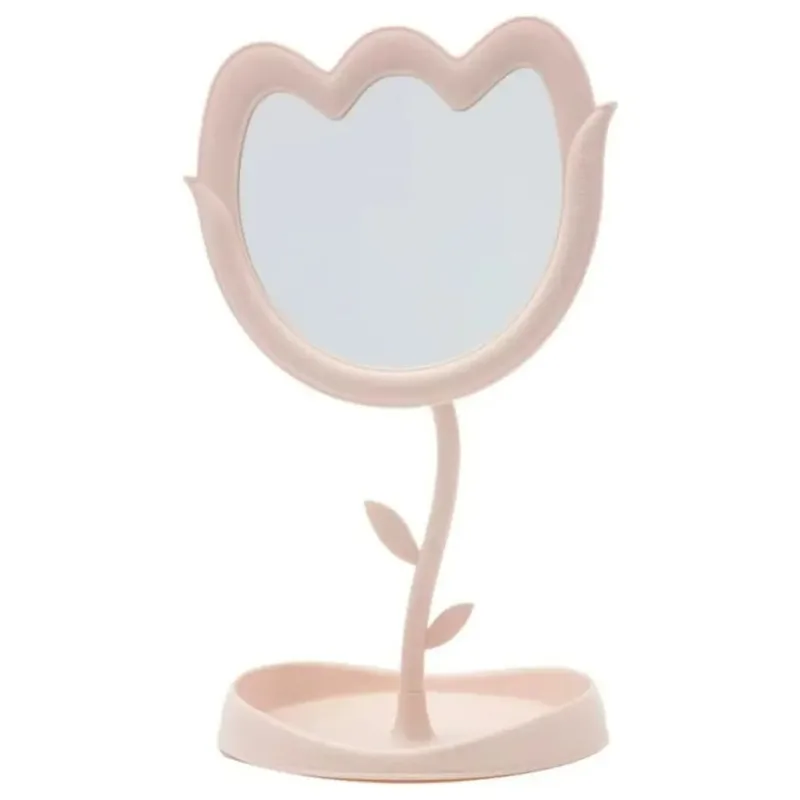 Espelho de Mesa 16,5x16,5x31,5cm em Plástico Interponte-Rosa