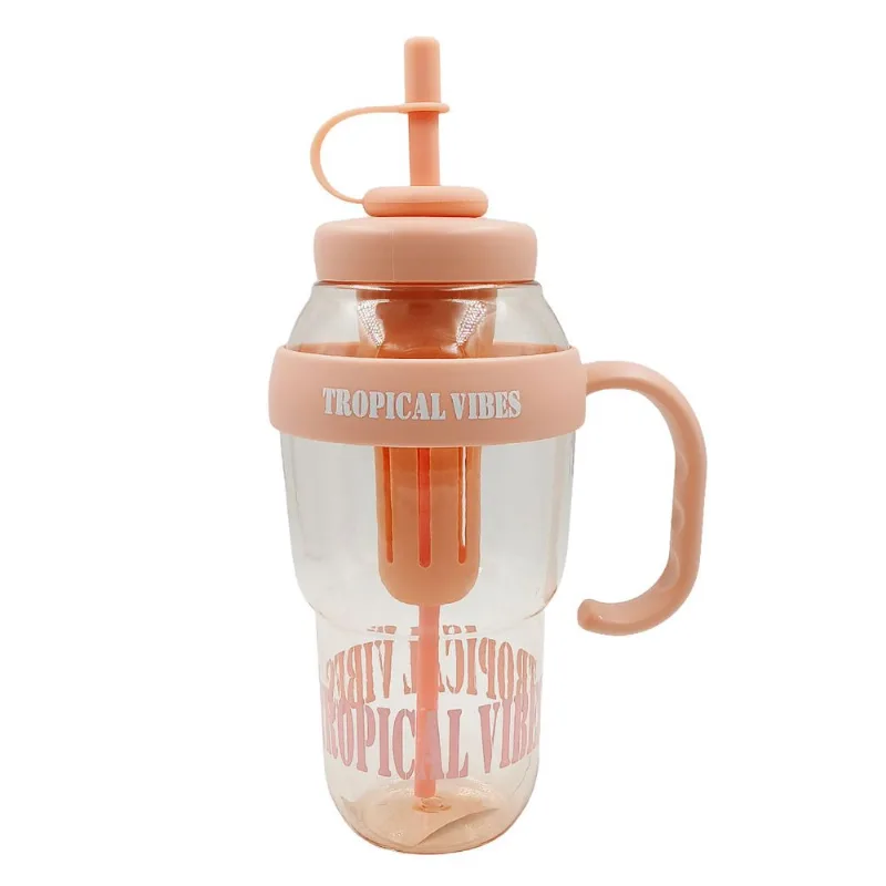 Garrafa Tropical Vibes 1,1L em Plástico Interponte-Rosa