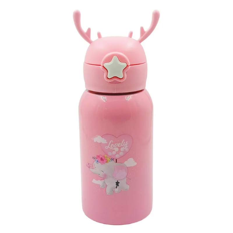 Garrafa Infantil C/ Canudo 500ml em Plástico Interponte-Rosa