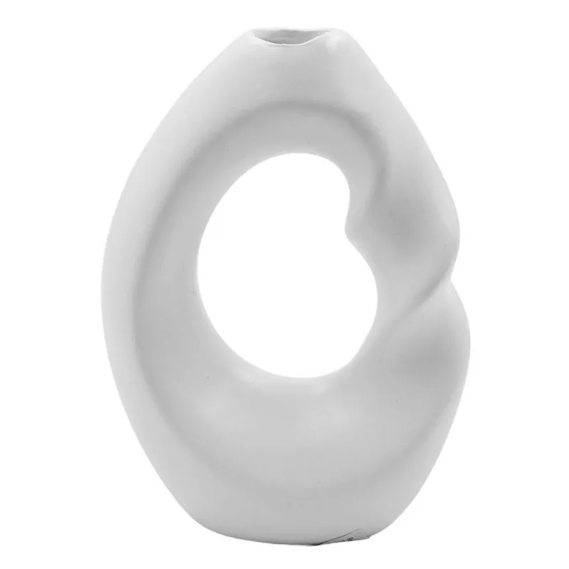 Vaso Decorativo 12,5x5,5cm em Porcelana Interponte-Branco