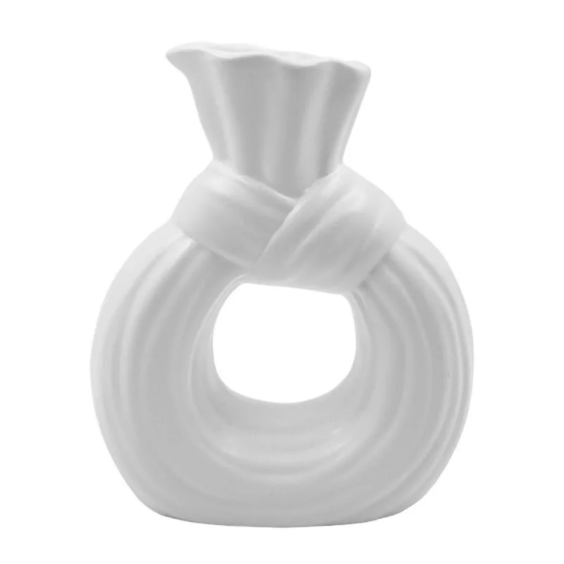 Vaso Decorativo 14,3x8,5cm em Porcelana Interponte-Branco