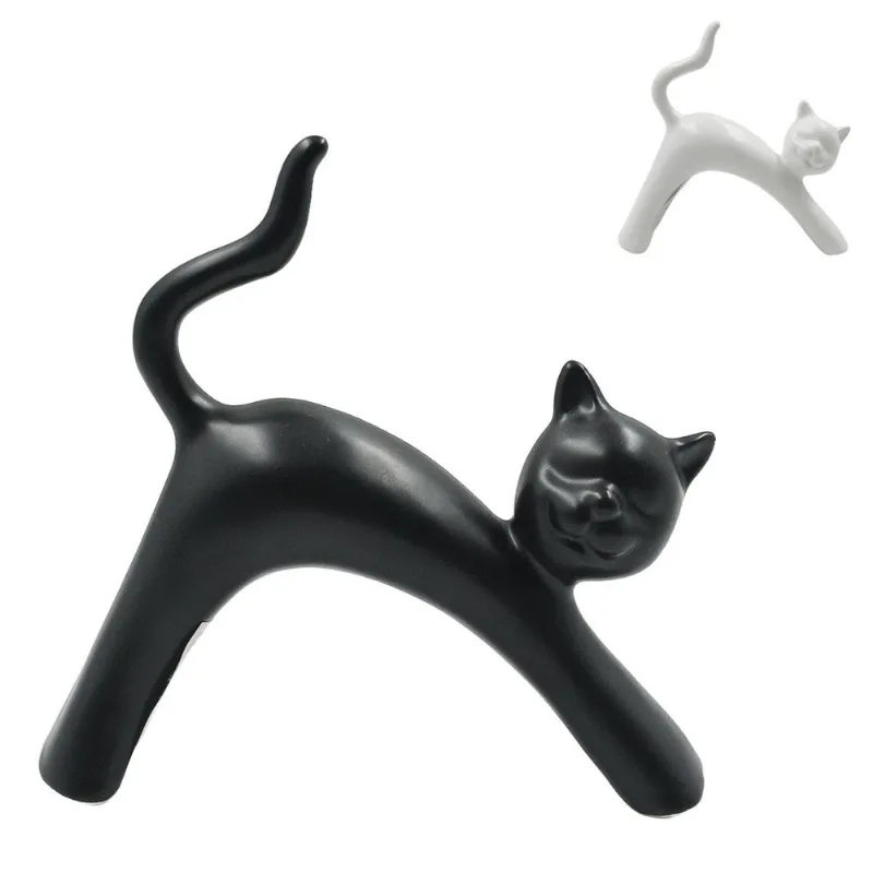 Estátua Gato Decorativo 13cm em Porcelana Interponte