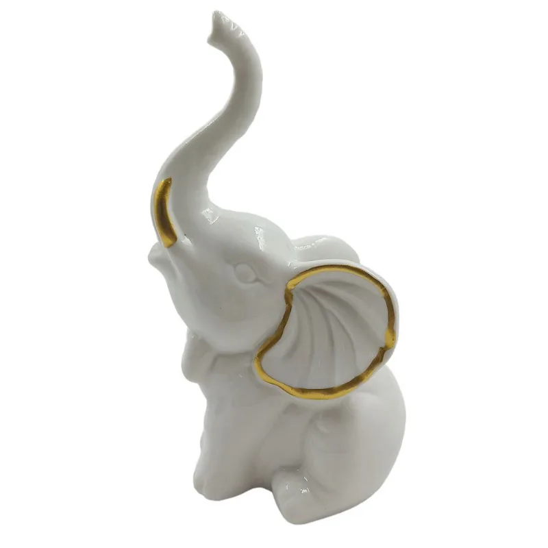 Elefante Decorativo 15x6,5cm em Porcelana Interponte-Branco