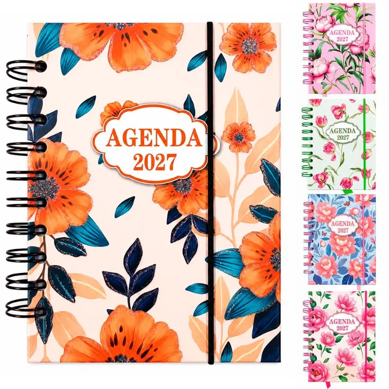 Agenda Flores 2027 10,4x14,1cm em Papel Interponte