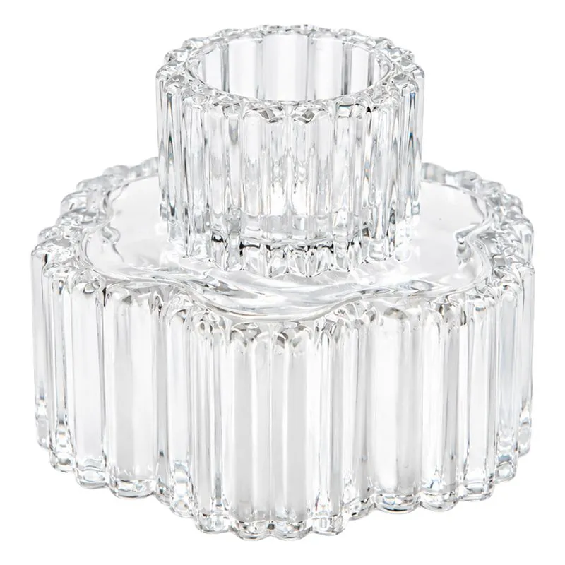 Castiçal Flor Decorativa 8x2cm em Vidro Interponte