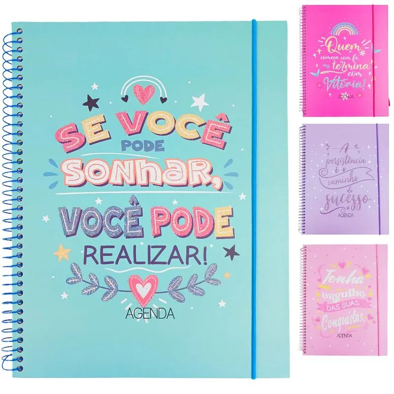 Agenda C/ Frases 17,6x23,9cm 96 Folhas em Papel Interponte-Modelos Sortidos
