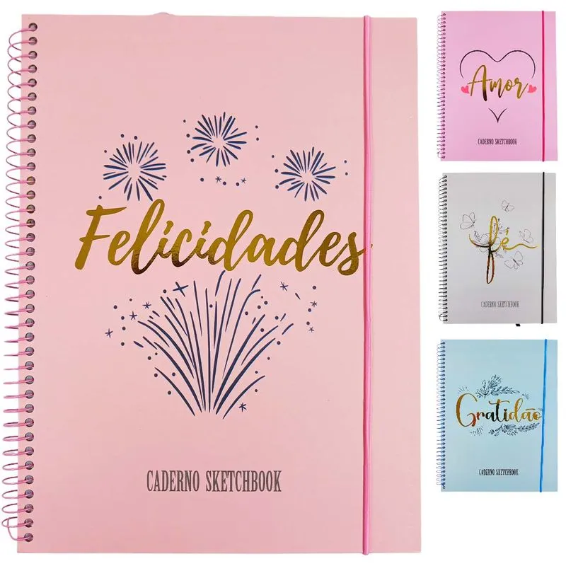 Caderno C/ Frases 17,6x23,9cm 96 Folhas em Papel Interponte-Modelos Sortidos