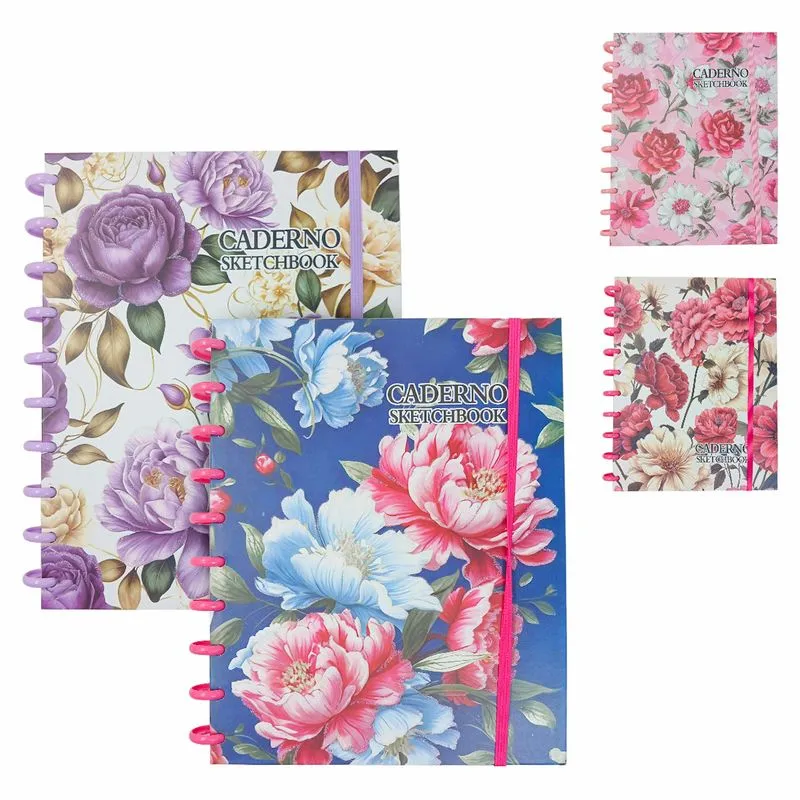 Caderno Sketchbook de Disco 20x25cm em Papel Interponte