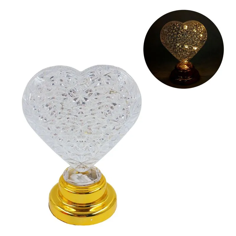 Luminária de Mesa Coração Decorativa 10,3x7x13,6cm em Plástico Interponte