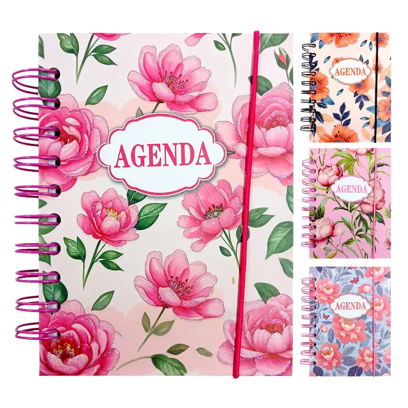 Agenda Flowers 10,4x14,2cm 160 Folhas em Papel Interponte-Modelos Sortidos