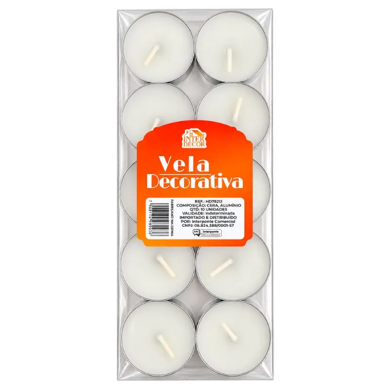 Mini Vela Decorativa 30x26cm em Cera/Aluminio Interponte