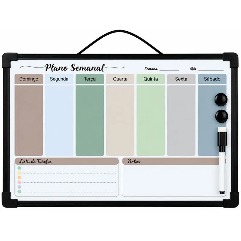 Quadro Planner Semanal 20x30cm em Plástico Interponte-Cores sortidas