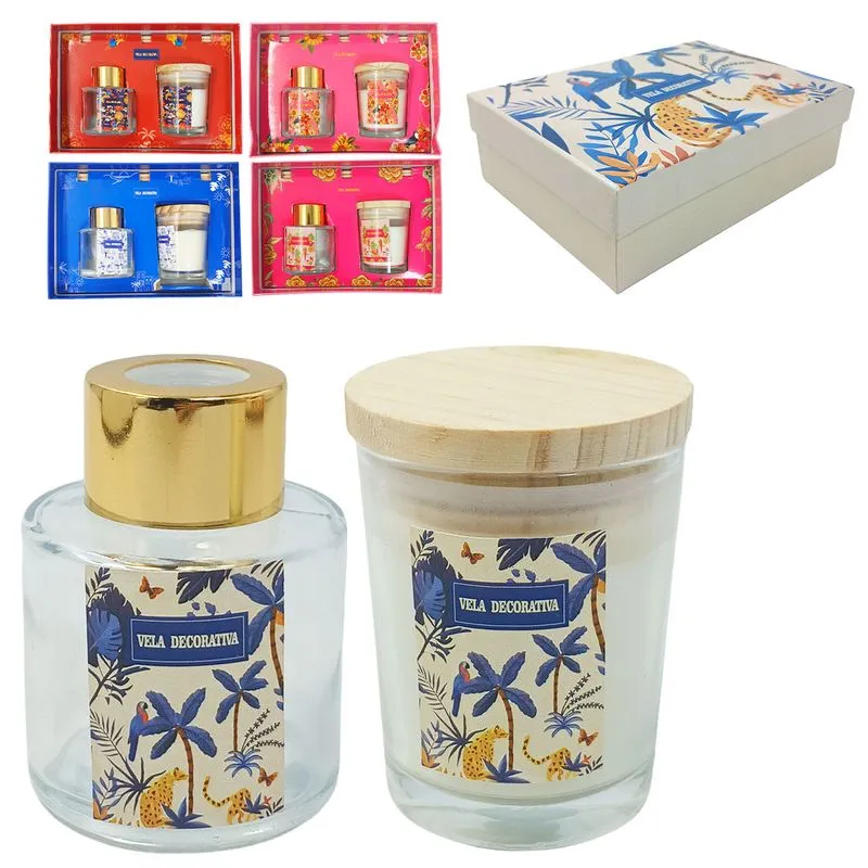 Kit Vela Decorativa Tropicana 6 Peças em Vidro Interponte-Modelos Sortidos
