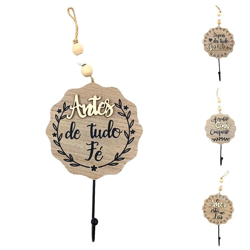 Placa Decorativa C/ Frases e Gancho 18x10cm em MDF Interponte-Modelos sortidos