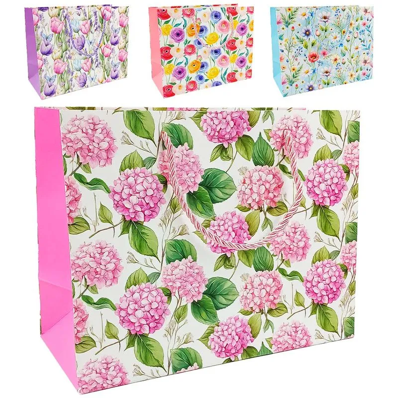 Sacola P/ Presente Flores 23x10x17,7cm em Papel Interponte Sacola P/ Presente Flores 19,5x9,5x24,5cm em Plástico Interponte