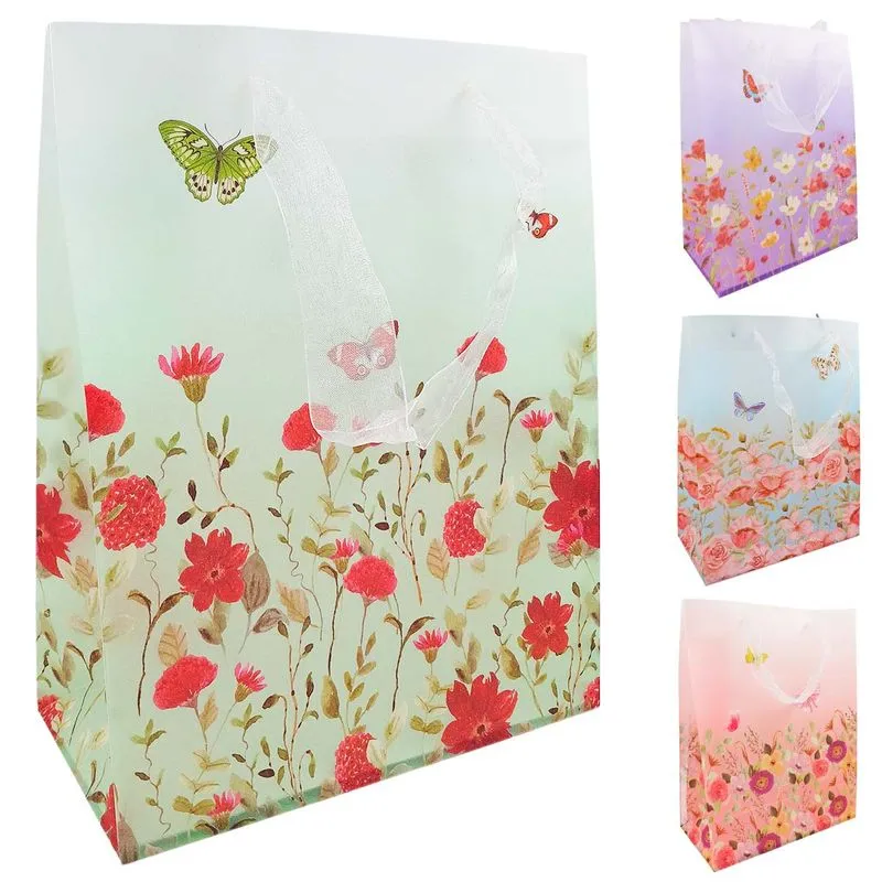 Sacola P/ Presente Flores 19,5x9,5x24,5cm em Plástico Interponte
