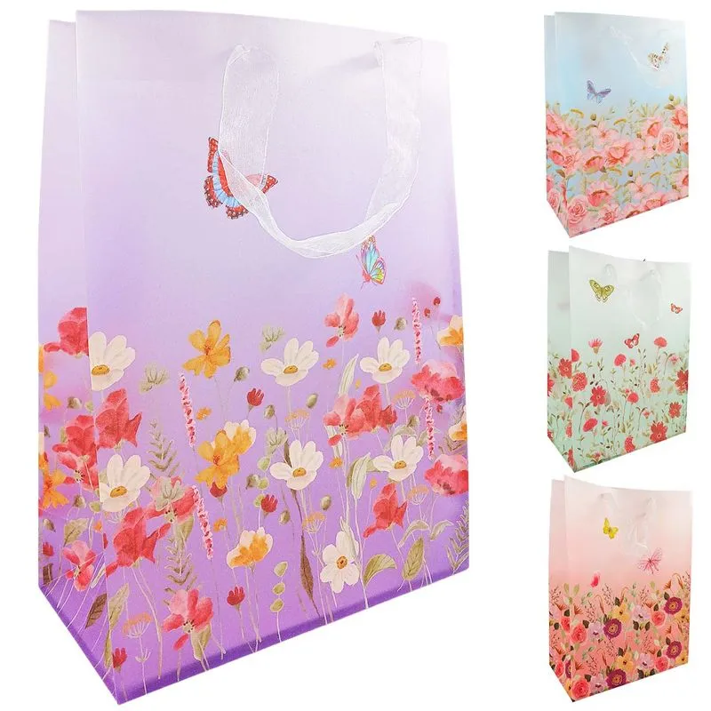 Sacola P/ Presente Flores 25x12x33cm em Plástico Interponte