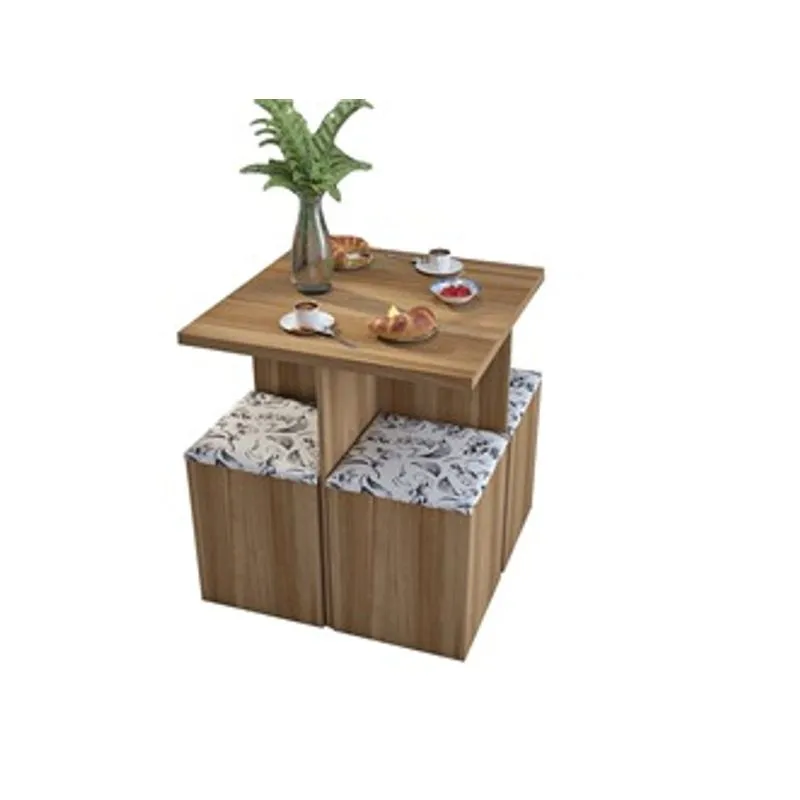 Conjutno p/ Sala de Jantar c/ Mesa e 4 Banquetas Castanho e Dama