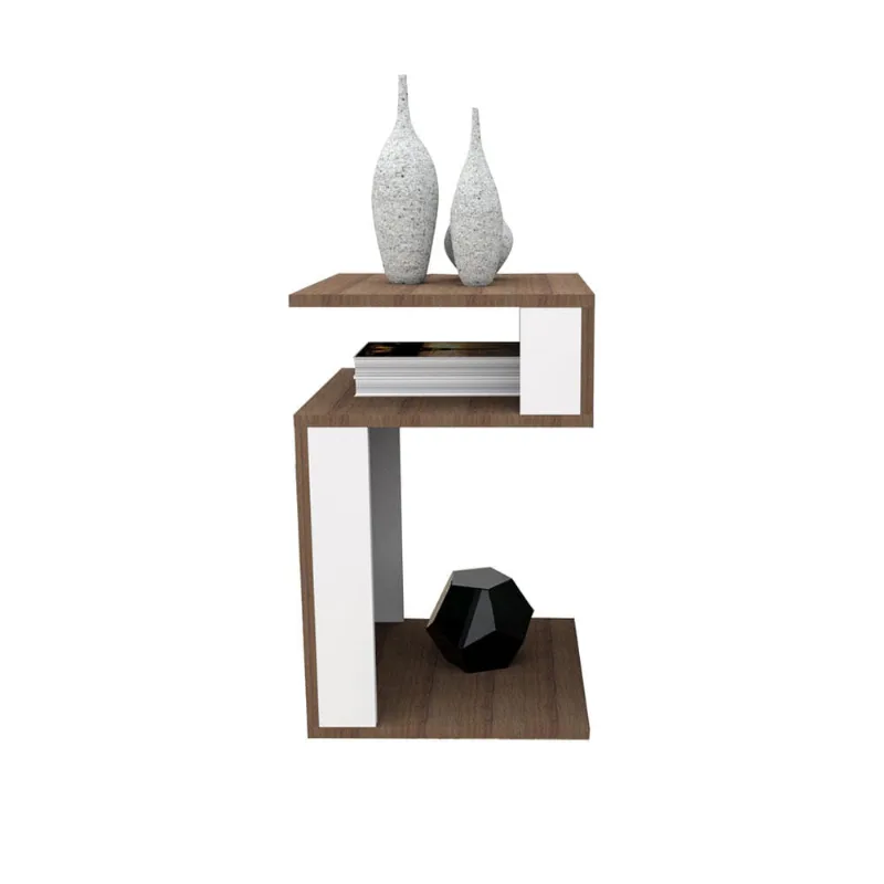 Mesa de Canto para Sala Nogueira e Branco