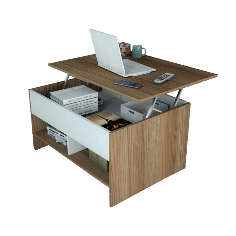 Mesa de Centro Articulada Castanho e Branca
