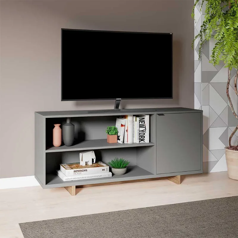 Rack Nomad Com Nichos Para Tv De Até 50" Grafite