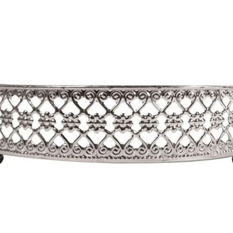 Bandeja Metal Prata Flower Espelhada 20X5 Cm - Cód. 25193