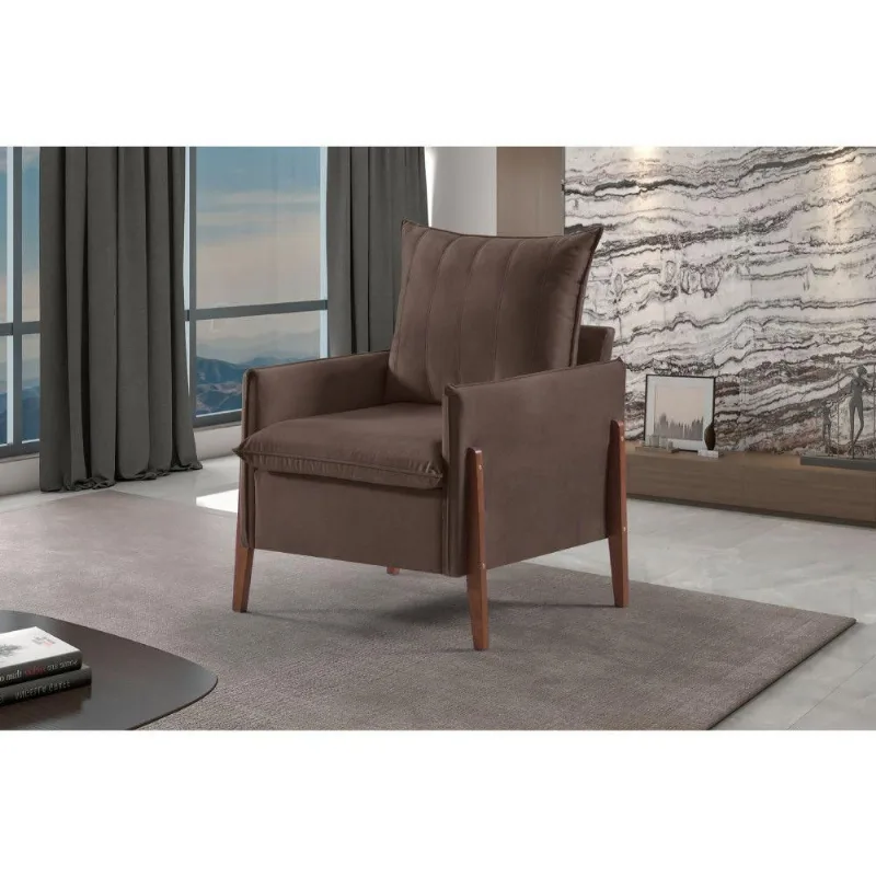 Poltrona MM-23 Decorativa em Veludo Marrom para Descanso Estofados Martins