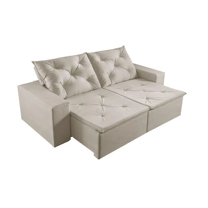 Sofá 4 Lugares Retrátil E Reclinável Martins M-181 Veludo Creme