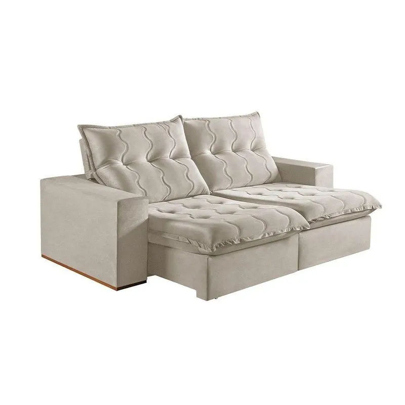 Sofá 2 Lugares Retrátil E Reclinável Martins M-177 Veludo Creme