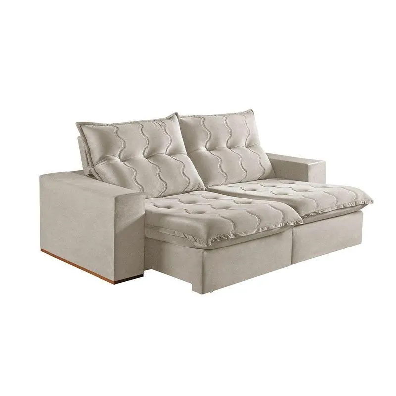 Sofá 5 Lugares Retrátil E Reclinável Martins M-177 Veludo Creme