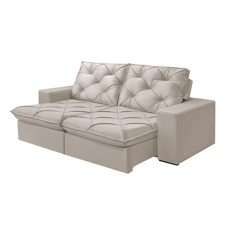 Sofá 3 Lugares Retrátil E Reclinável Martins M-176 Veludo Creme