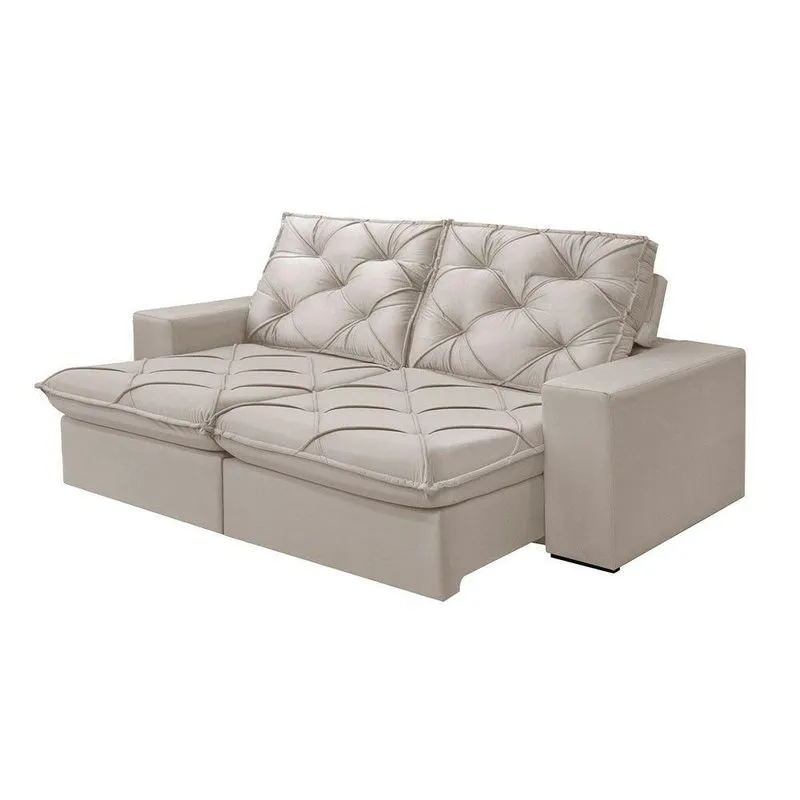 Sofá 5 Lugares Retrátil E Reclinável Martins M-176 Veludo Creme