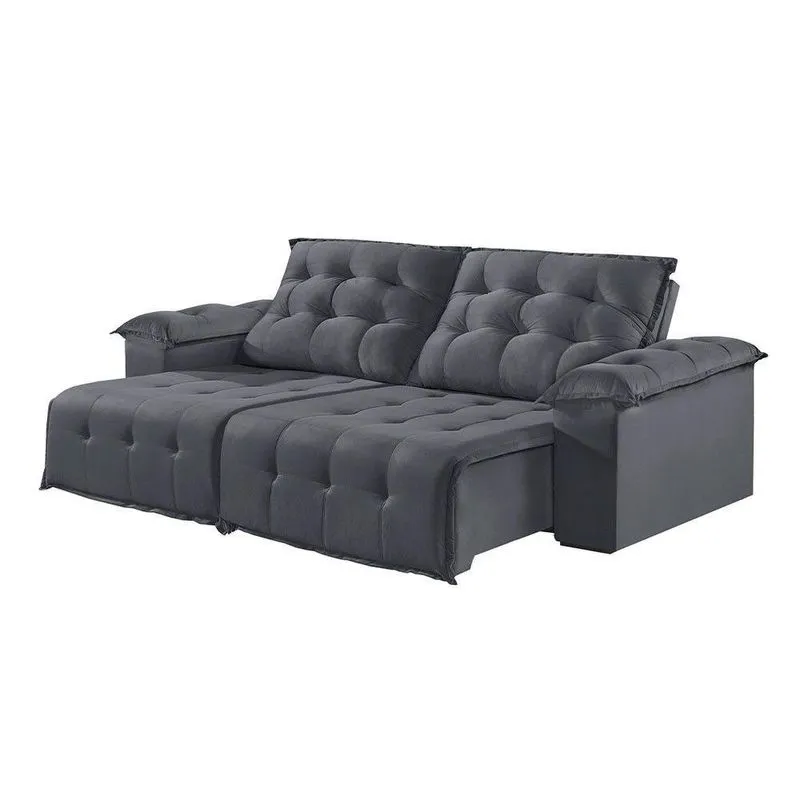 Sofá 4 Lugares Retrátil E Reclinável Martins M-170 Veludo Grafite