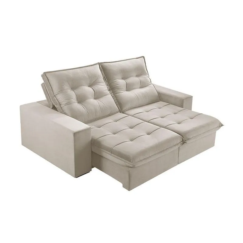 Sofá 5 Lugares Retrátil E Reclinável Martins M-166 Veludo Creme