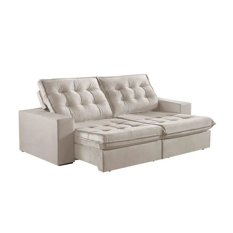 Sofá 2 Lugares Retrátil E Reclinável Martins M-165 Veludo Creme
