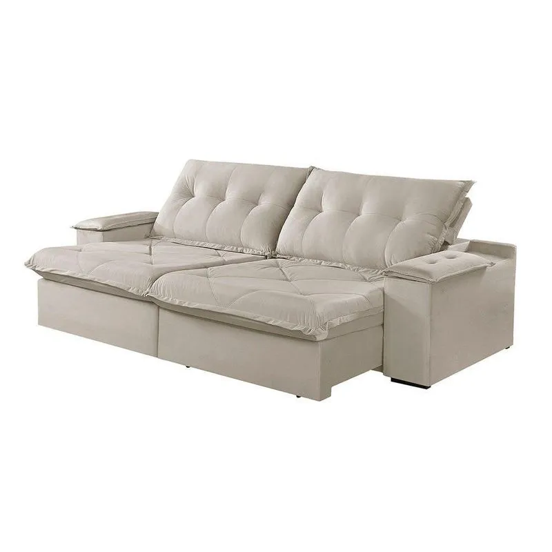 Sofá 3 Lugares Retrátil E Reclinável Martins M-163 Veludo Creme