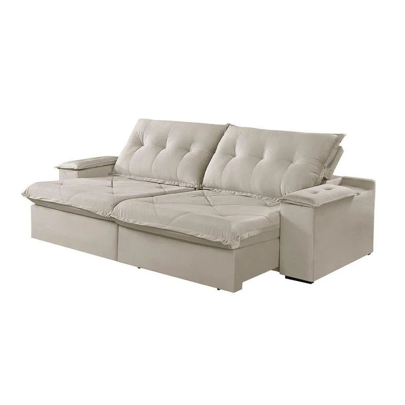 Sofá 5 Lugares Retrátil E Reclinável Martins M-163 Veludo Creme