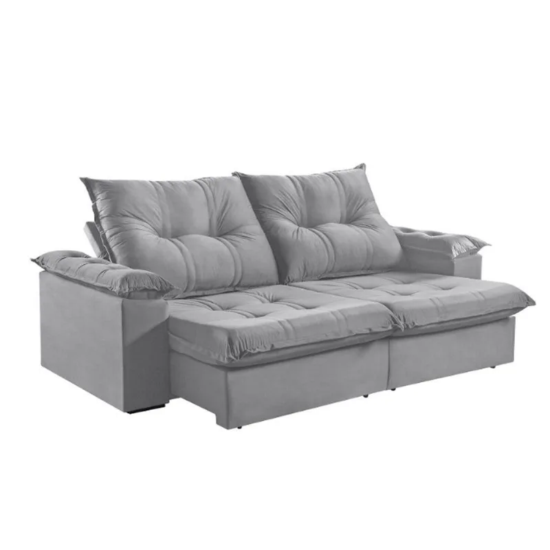 Sofá 2 Lugares Retrátil 210cm Pillow Top Reclinável M-191 Cinza
