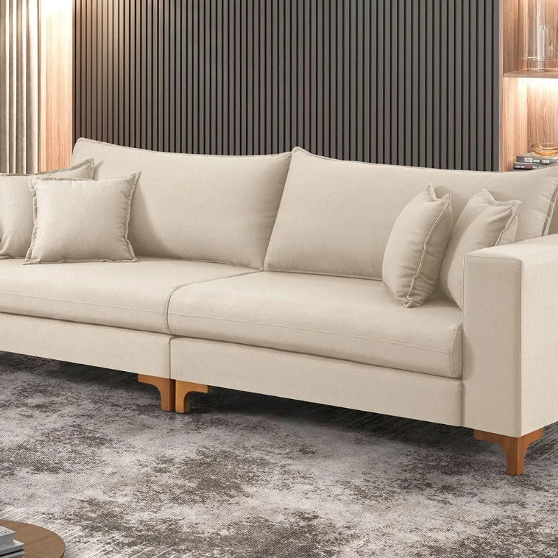 Sofá Fixo 5 Lugares M-197 2,60m – Estofados Martins Creme