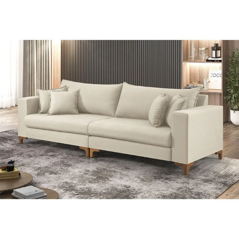 Sofá Fixo 3 Lugares M-197 2,40m Estofados Martins Creme