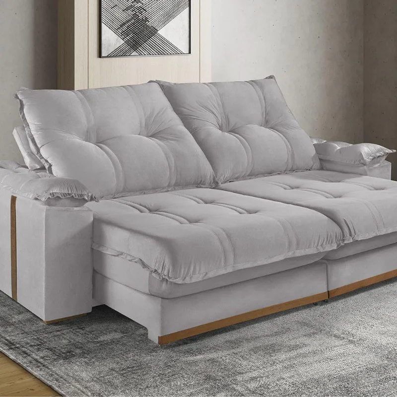 Sofá Retrátil E Reclinável 5 Lugares M-193 Estofados Martins Creme