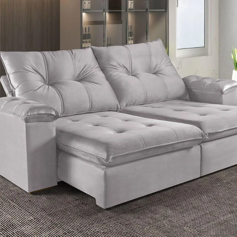 Sofá Retrátil E Reclinável 4 Lugares M-194 Estofados Martins Creme