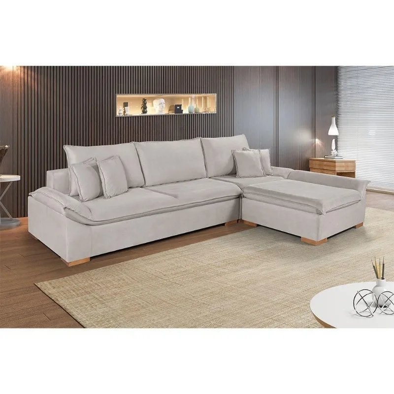 Sofá Martins M-201 Veludo Canto Invertido Estofados Martins Veludo Creme