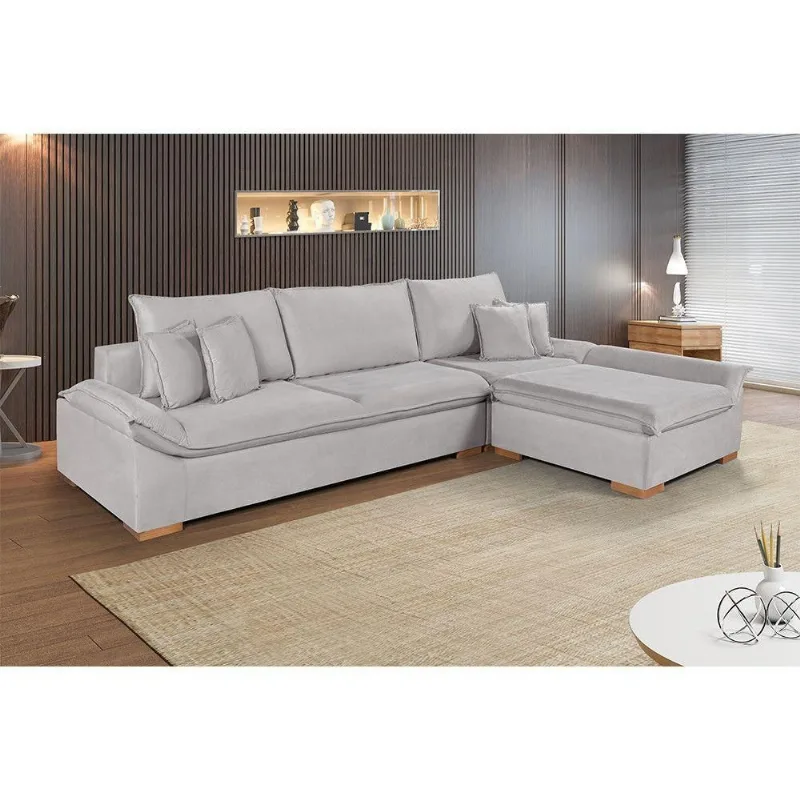 Sofá Martins M-201 Veludo Canto Invertido Estofados Martins Veludo Cinza