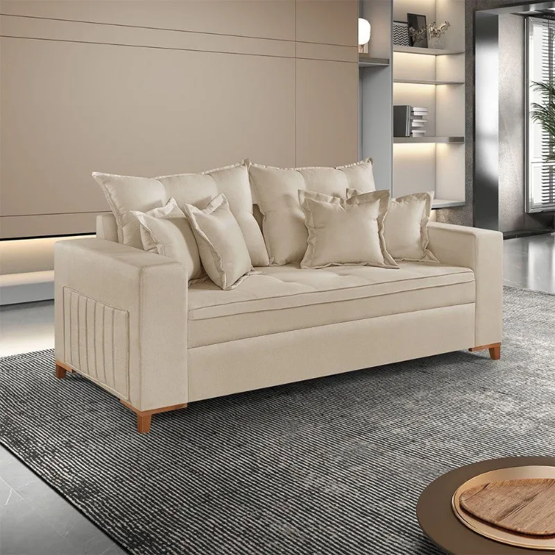 Sofá Martins M-205 Linho 200cm Living Estofados Martins Linho Bege