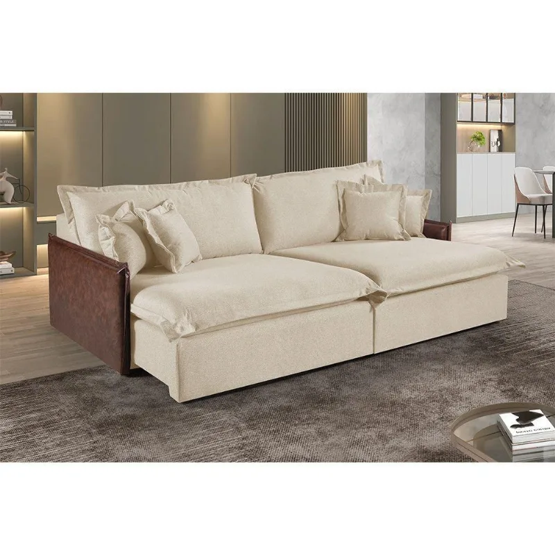 Sofá M-160 Linho 2 Módulos 100cm Braço 7cm Estofados Martins Linho Creme