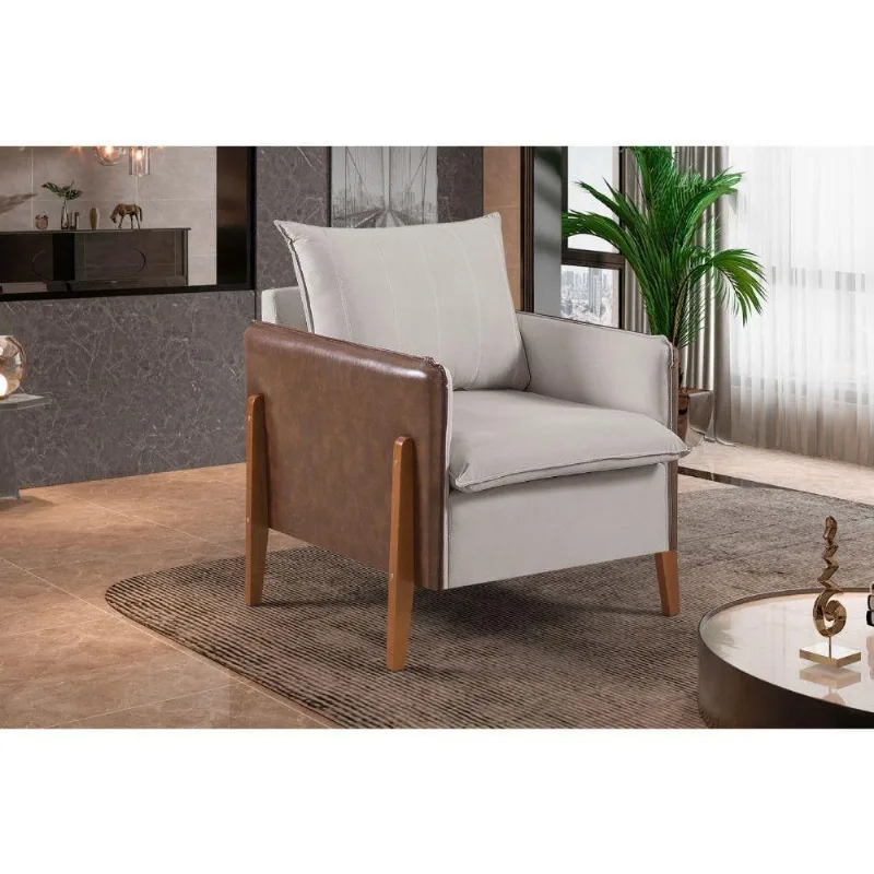 Poltrona MM-25 Decorativa em Veludo Creme para Sala Estofados Martins