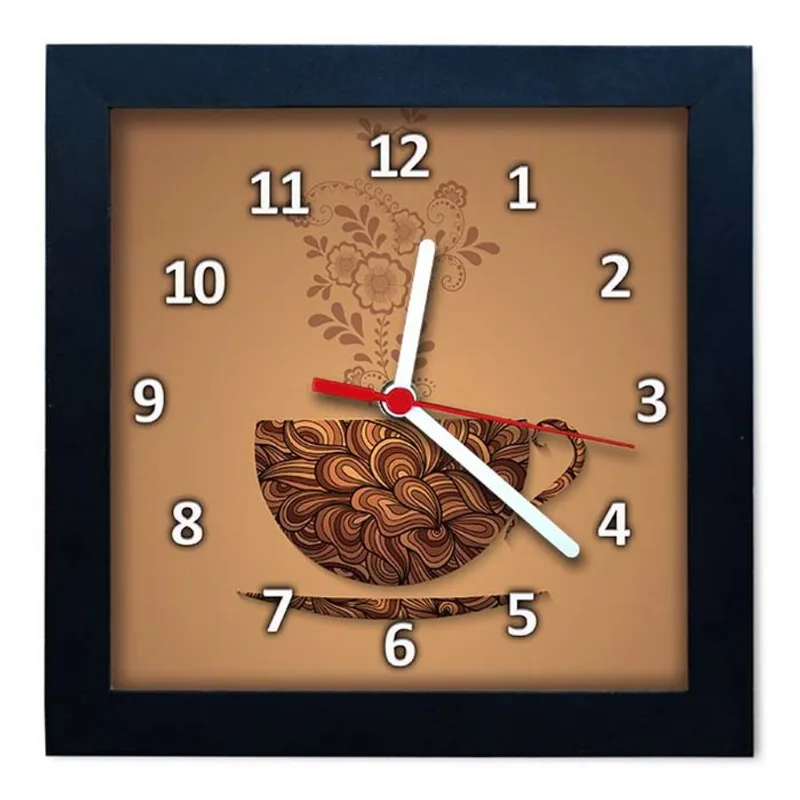 Relógio De Parede Decorativo Caixa Alta Tema Café QW006