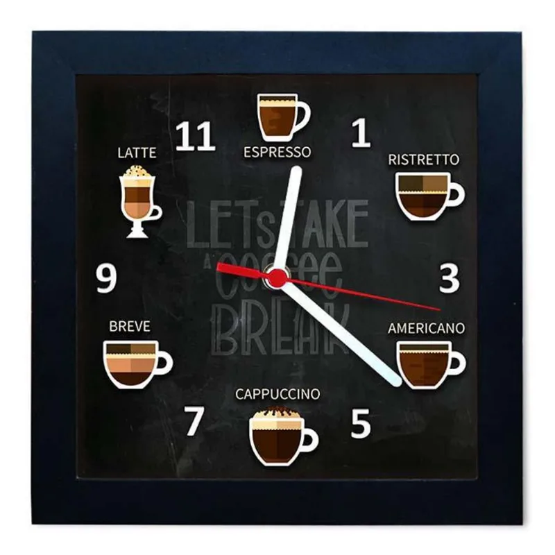 Relógio Decorativo Caixa Alta Tema Café 28X28 - Qw39